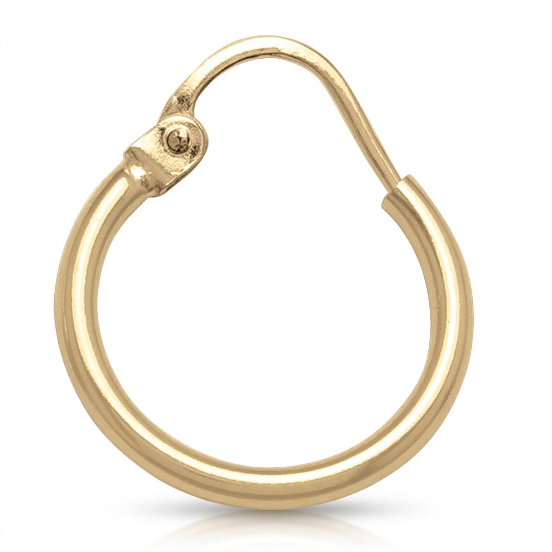 Yellow Gold 2mm Tube Wire Hoop Earrings, 16.2mm