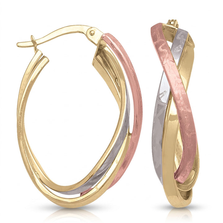 Tri Colour Fancy Hoop Earrings, 19mm