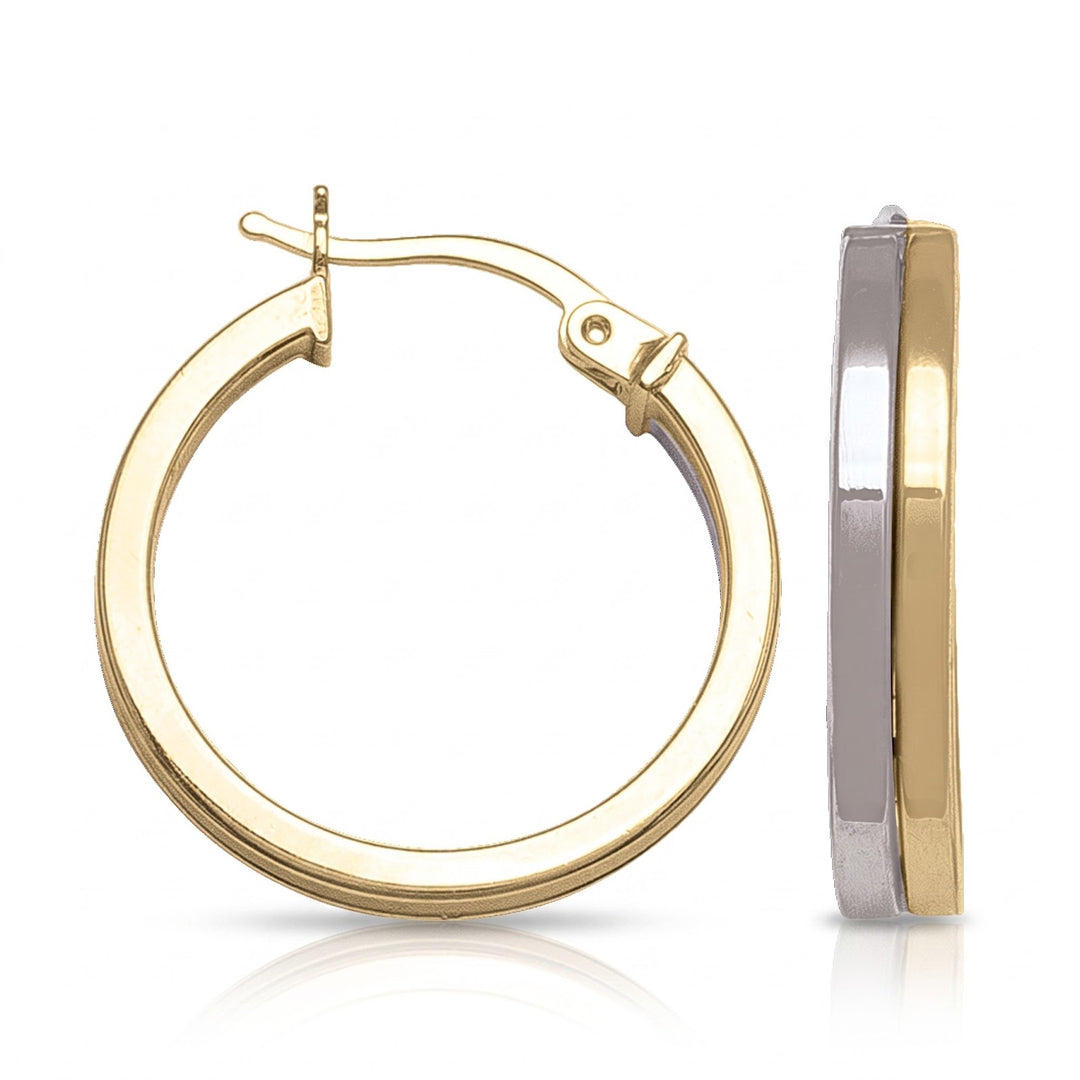Two Tone Hoop Earrings, 18.4mm