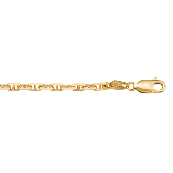 Yellow Gold Solid Anchor Chain Necklace — 3.5mm