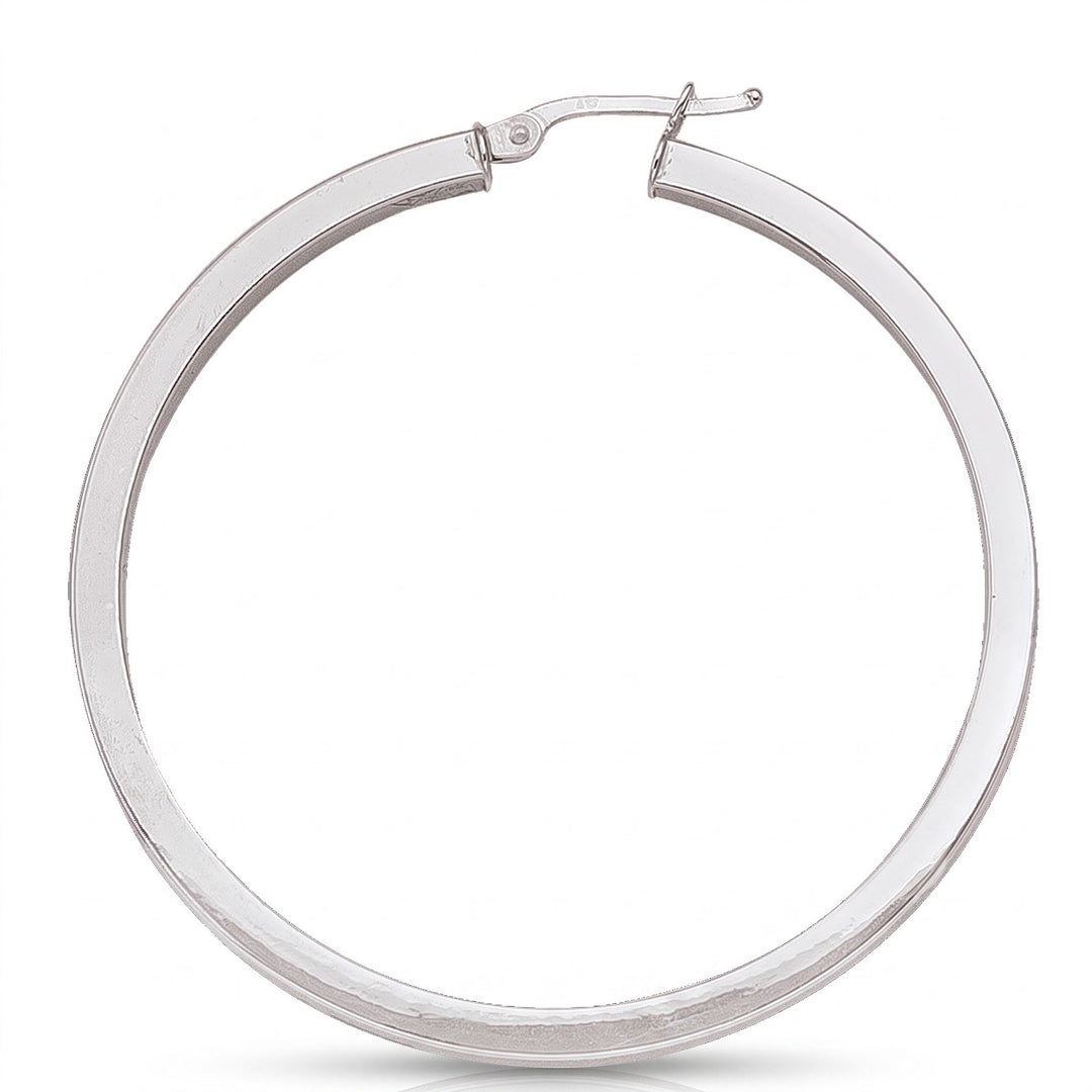 White Gold Square 2 5 Mm Tube Hoop Earrings, 44.3mm