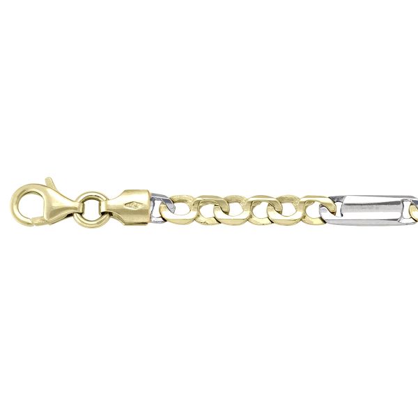 Two-Tone Gold Solid Flat Fancy Chain Necklace — 3.7mm