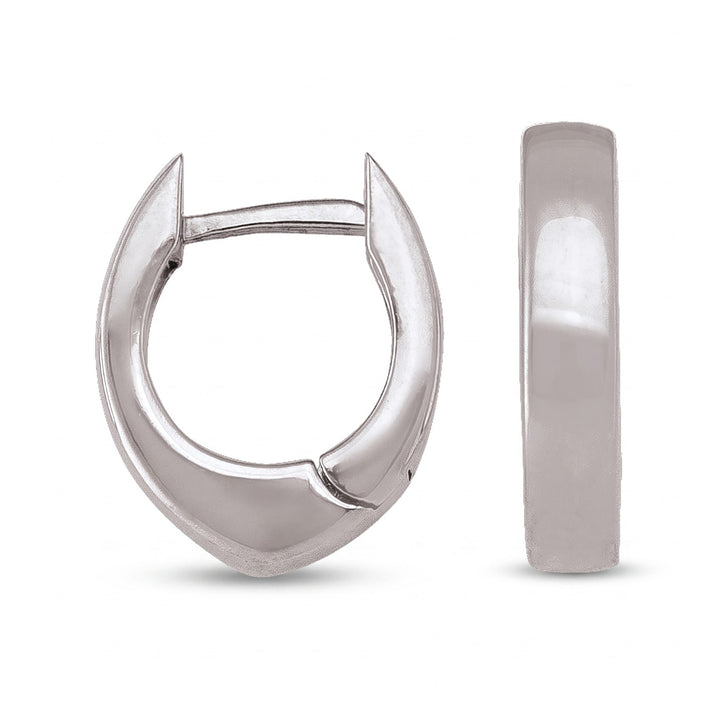 White Gold Oval Huggie Earrings