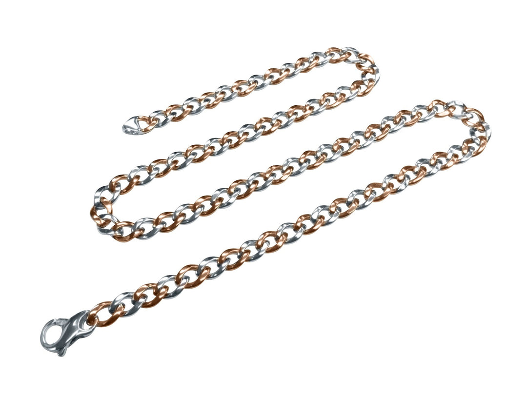 Two-Tone Gold Solid Curb Chain Necklace — 7.5mm