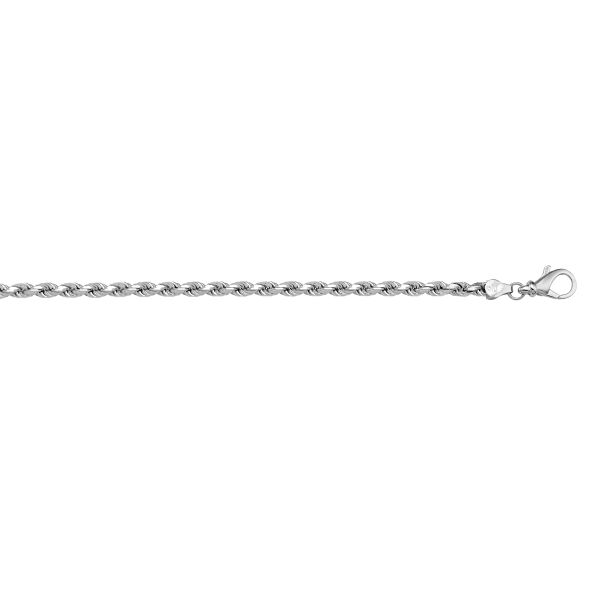 White Gold Solid Diamond-Cut Rope Chain Necklace — 1.8mm