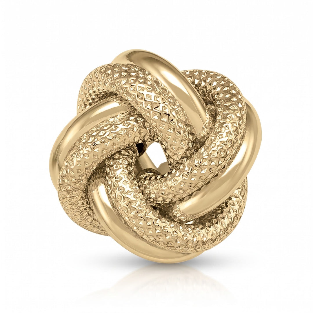 Yellow Gold Patterned Love Knot Earrings