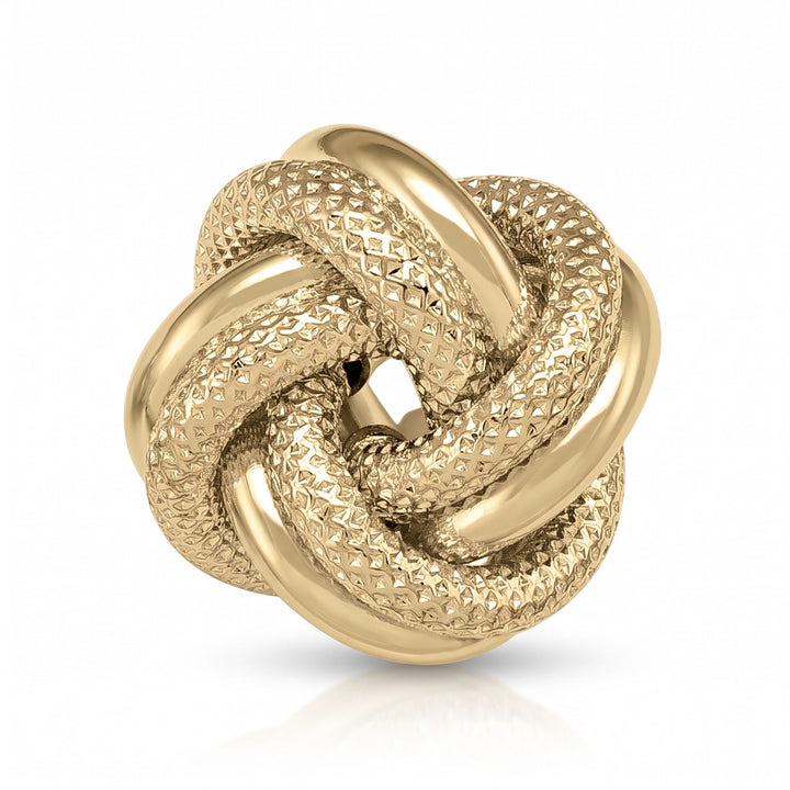 Yellow Gold Patterned Love Knot Earrings