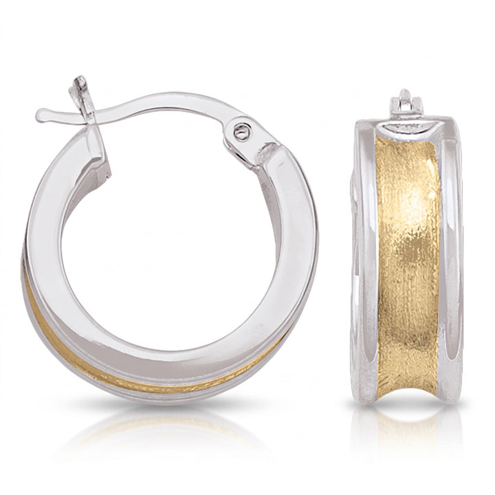 Two Tone Fancy Hoop Earrings, 14.3mm