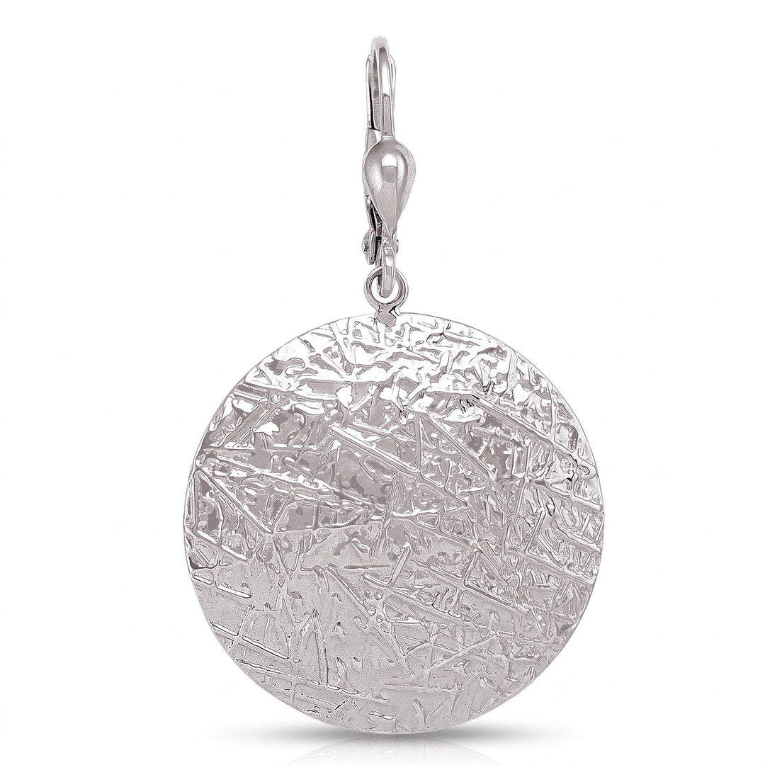 White Gold Textured Disc Earrings