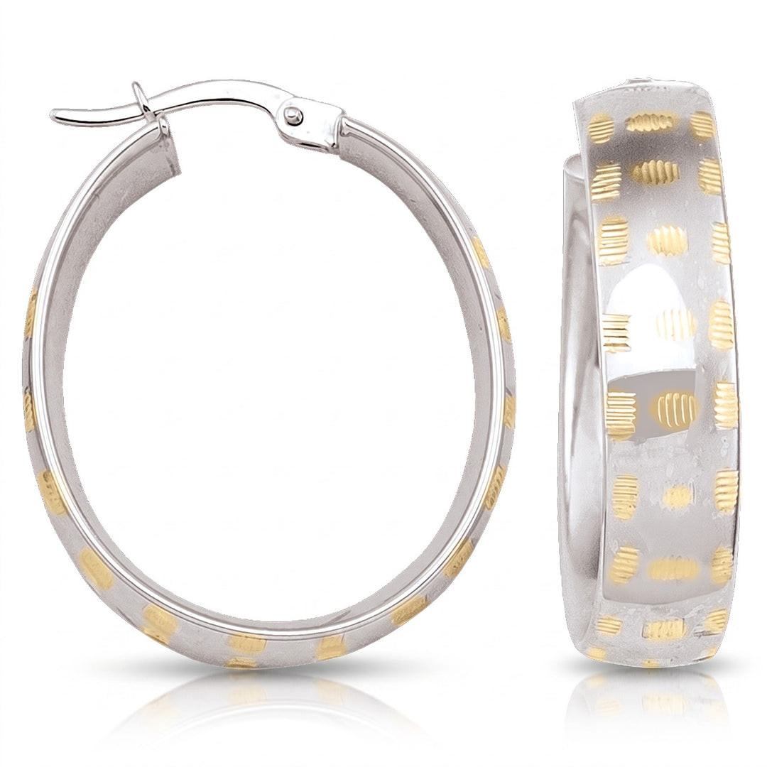 Two Tone Fancy Hoop Earrings, 22.5mm
