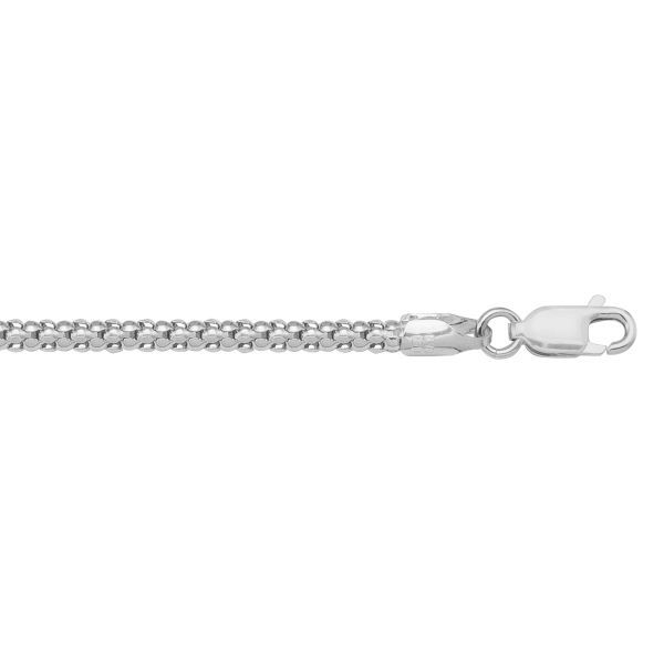 White Gold Hollow Popcorn Chain Necklace — 2.8mm