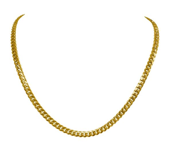 Yellow Gold Solid Domed Curb Chain Necklace — 4.2mm