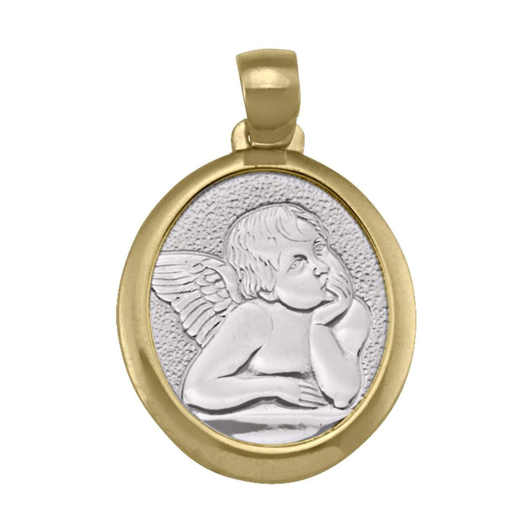 Two-Tone Gold Angel Medal — front view