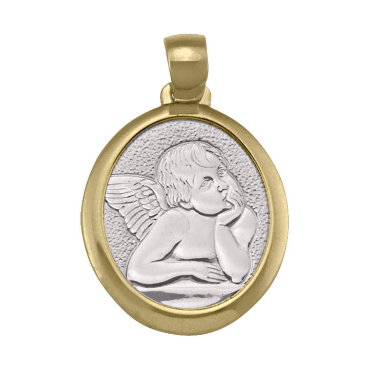 Two-Tone Gold Angel Medal — front view