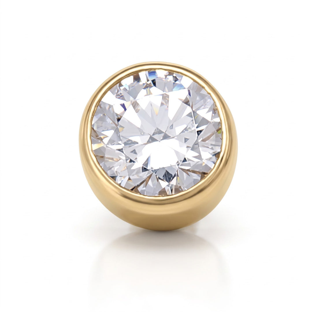 Yellow Gold 5mm CZ Bezel Stud Earrings