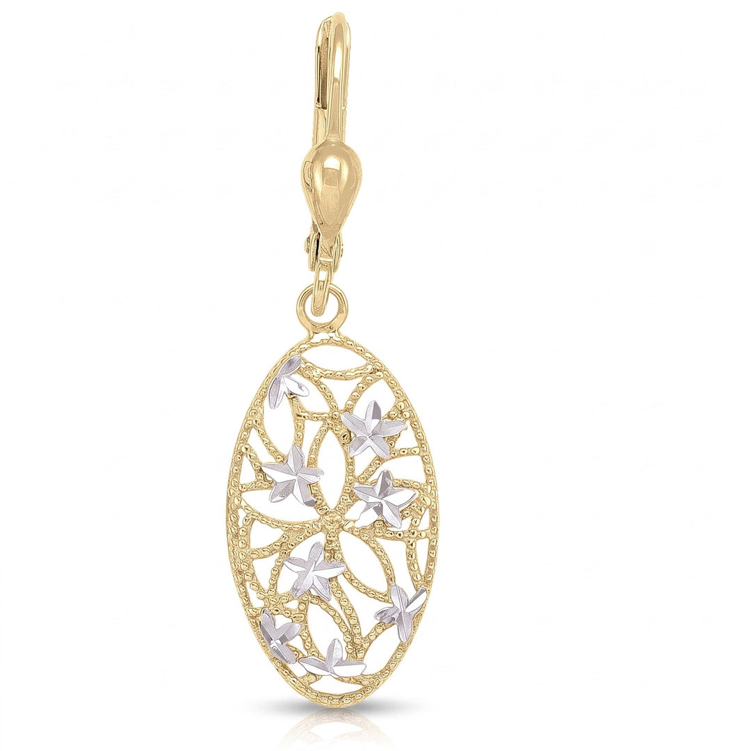 Two Tone Fancy Diamond Cut Fancy Drop Earrings