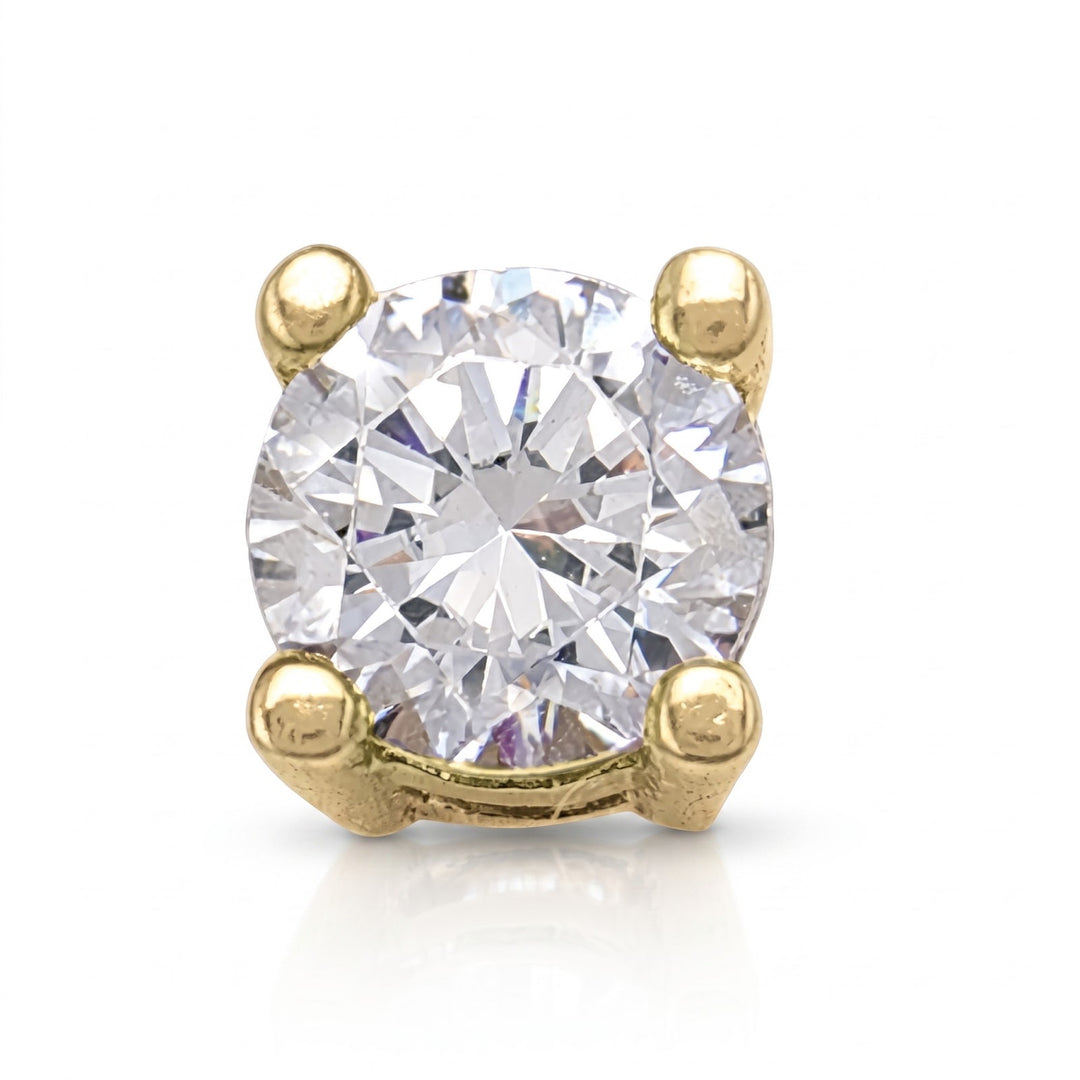 Yellow Gold 4mm CZ Stud Earrings