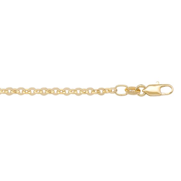 Yellow Gold Solid Cable Chain Necklace — 2.4mm