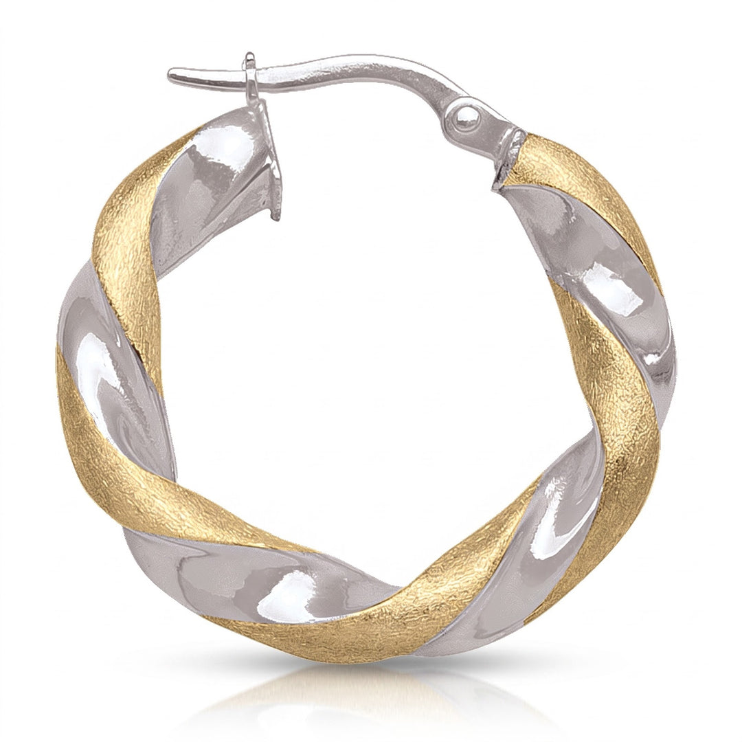 Two Tone Twisted Hoop Earrings, 23.3mm