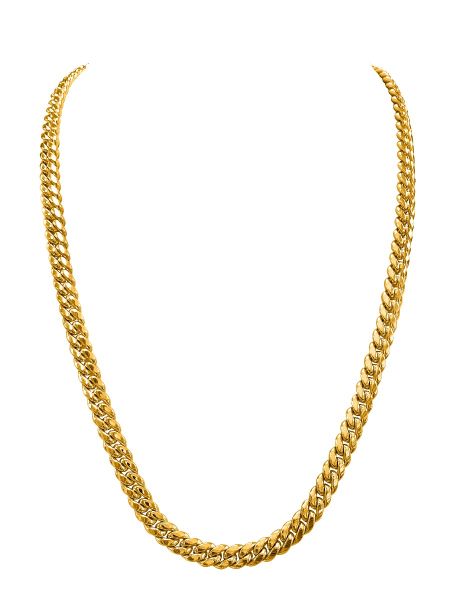 Yellow Gold Solid Domed Curb Chain Necklace — 7.6mm