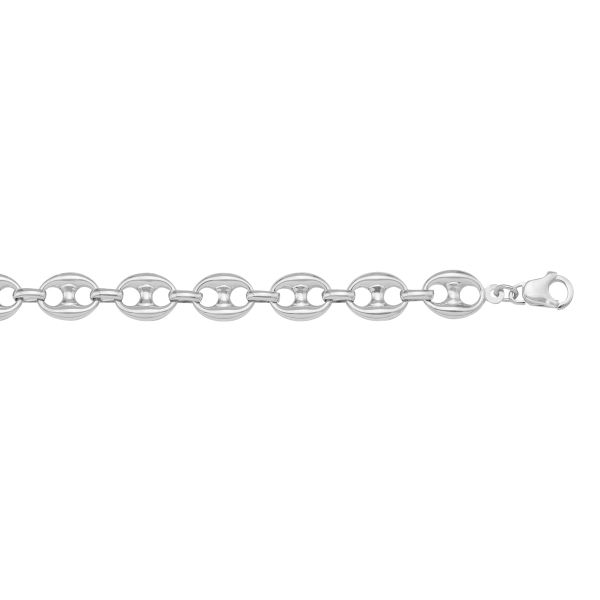 White Gold Hollow Anchor Chain Necklace — 7.4mm