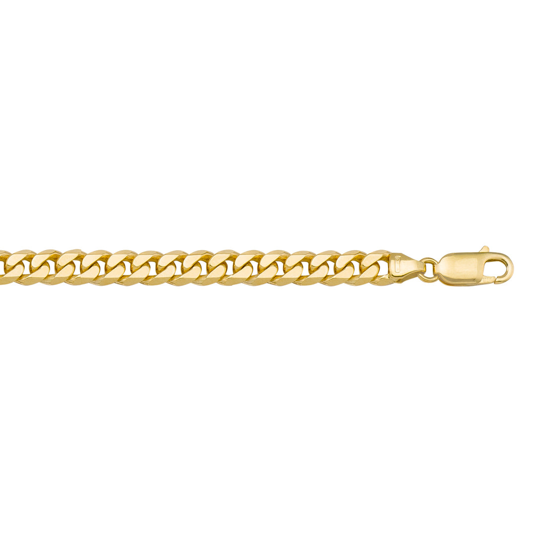 Yellow Gold Solid Beveled Curb Chain Necklace — 6mm