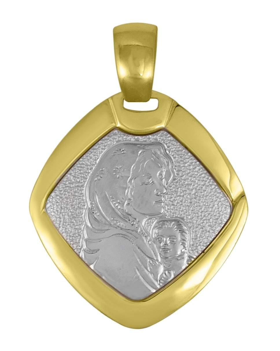 Two-Tone Gold Madonna Medal — front view