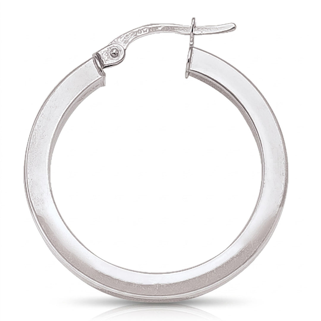 White Gold Square 2 5 Mm Tube Hoop Earrings, 24.6mm