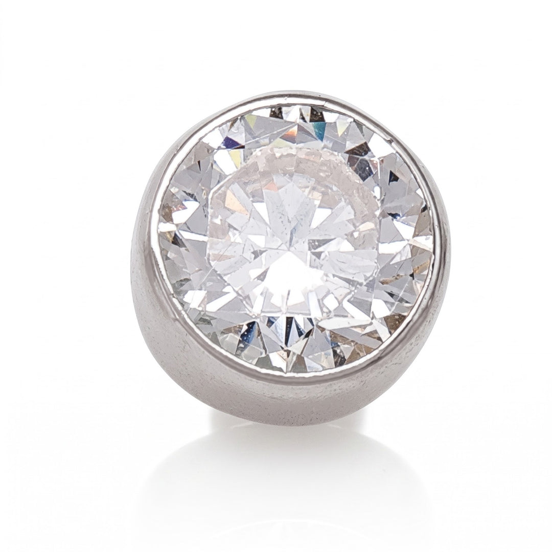White Gold 6mm CZ Bezel Stud Earrings