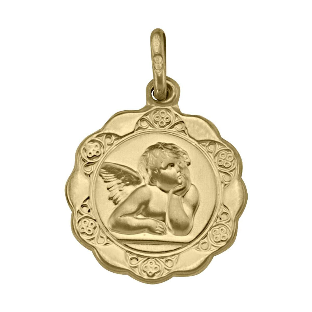 Yellow Gold Angel Medal — front view