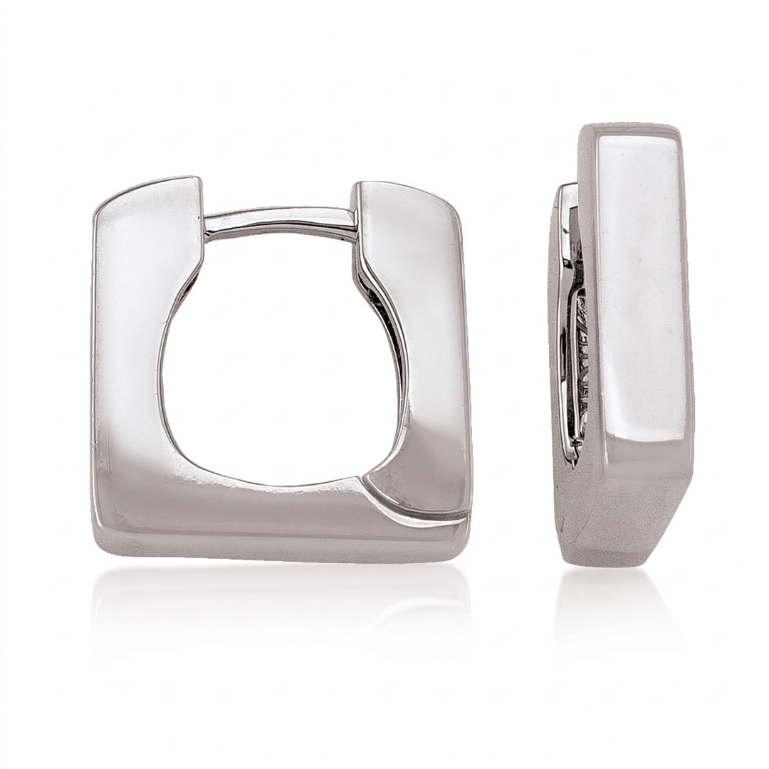White Gold Square Shape Huggie Earrings