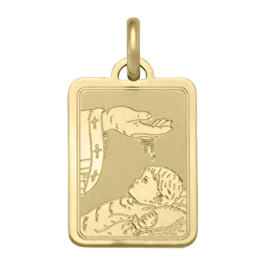 Yellow Gold Baptism Medal — front view