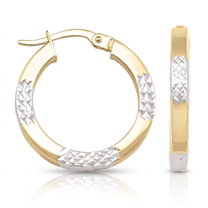 Two Tone Fancy Hoop Earrings, 20mm
