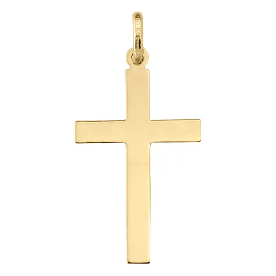 Minimal Latin Yellow Gold Cross Pendant on white background