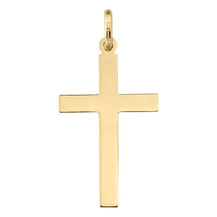 Minimal Latin Yellow Gold Cross Pendant on white background