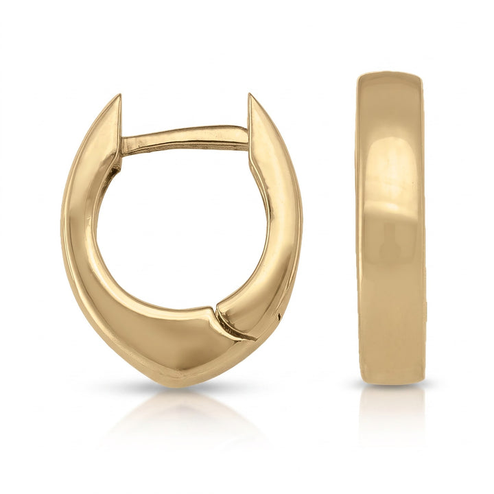 Yellow Gold Oval Huggie Earrings