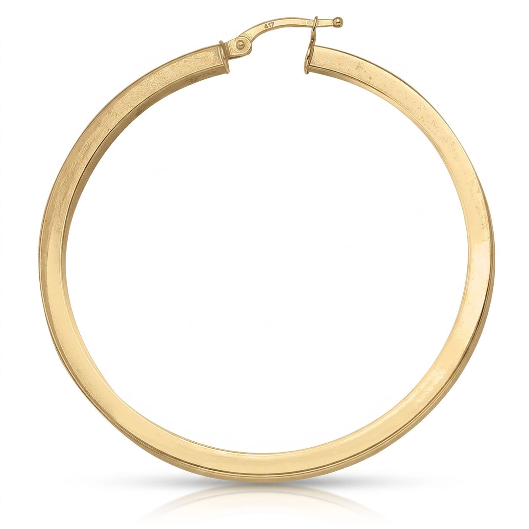 Yellow Gold Square 2 5 Mm Tube Hoop Earrings, 44.3mm