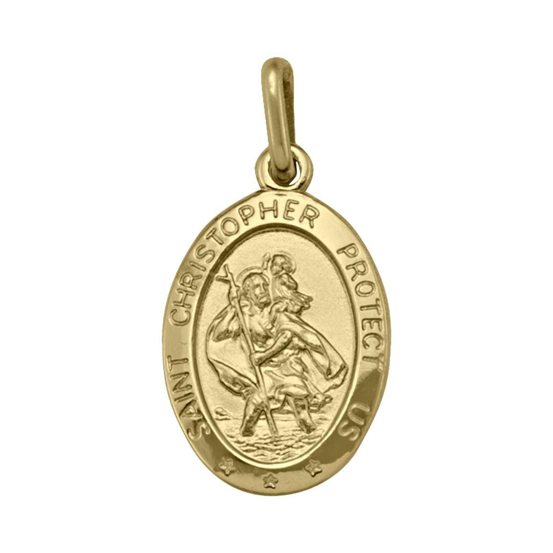Yellow Gold St. Christopher Medal — front view