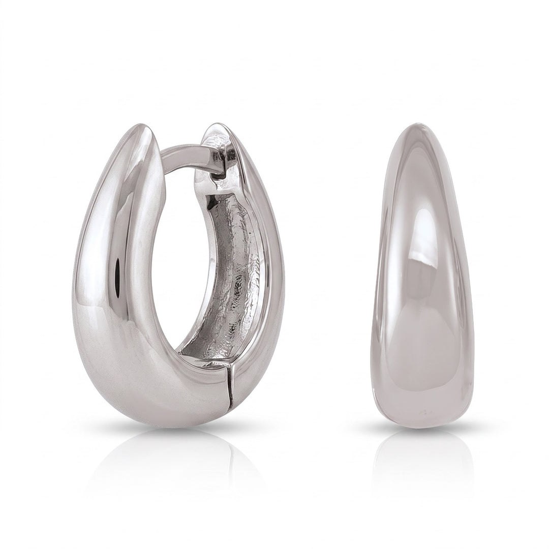 White Gold Oval Huggie Earrings