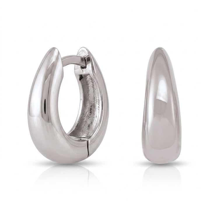 White Gold Oval Huggie Earrings