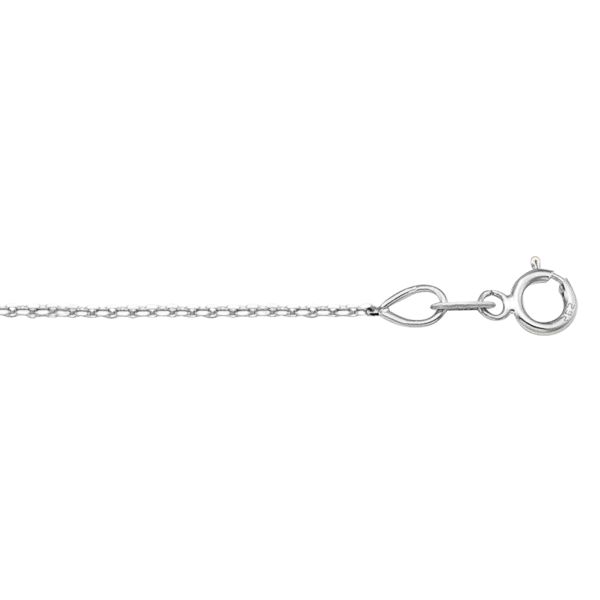 White Gold Solid Diamond-Cut Cable Chain Necklace — 1mm
