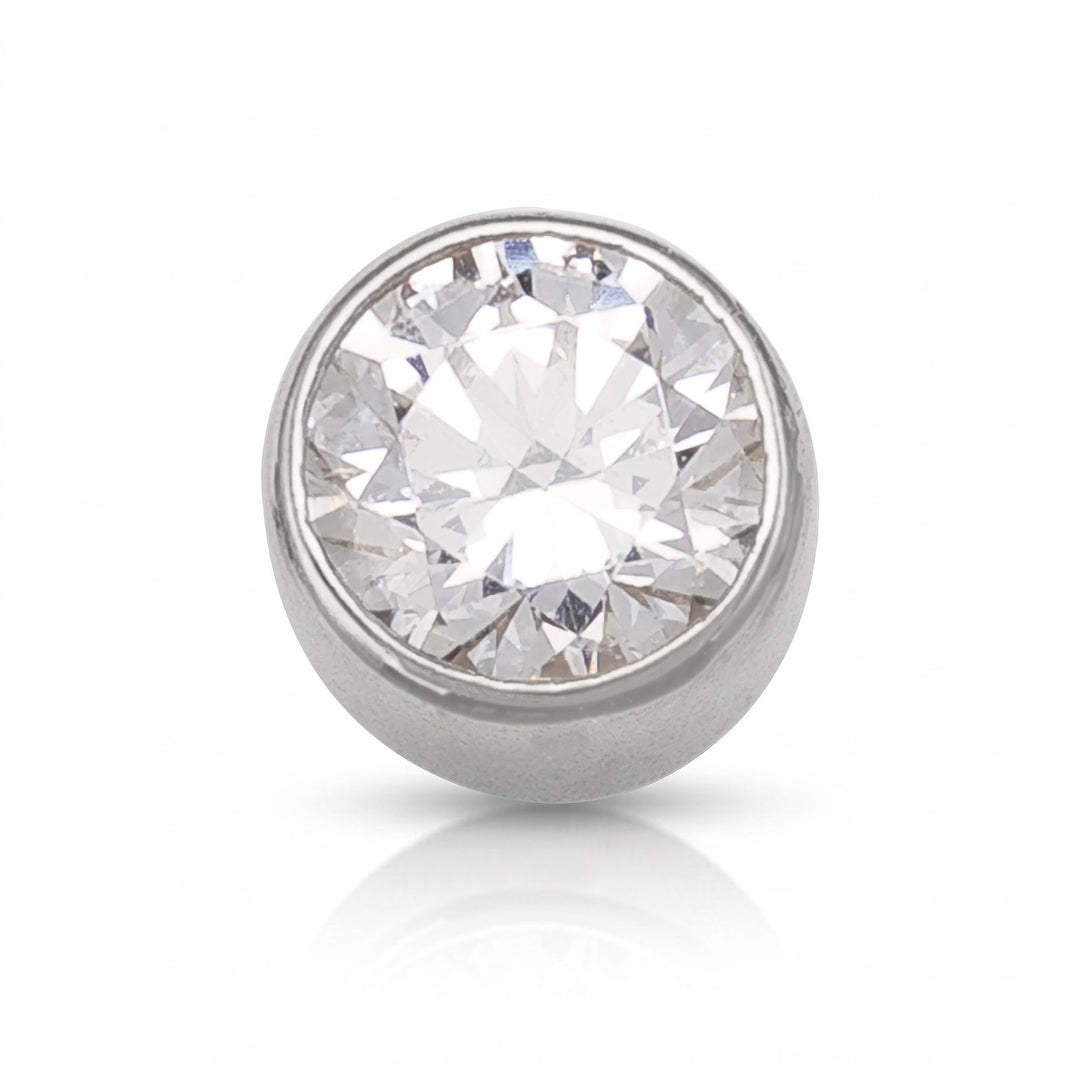 White Gold 5mm CZ Bezel Stud Earrings