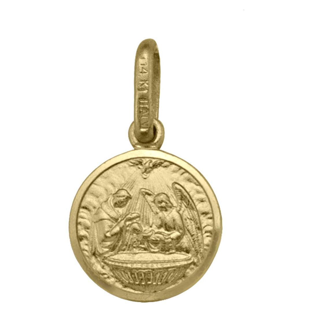Yellow Gold Baptism Medal — front view