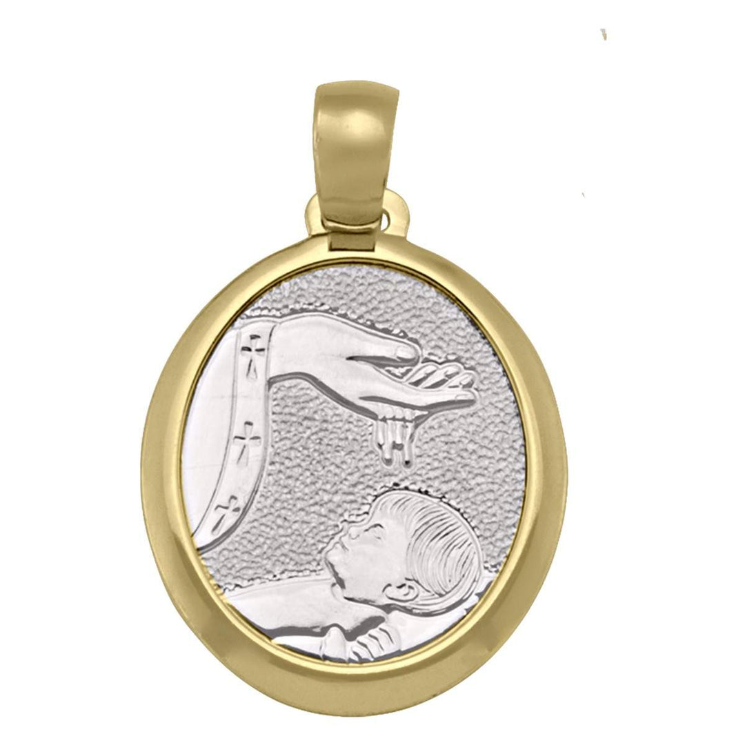 Two-Tone Gold Baptism Medal — front view