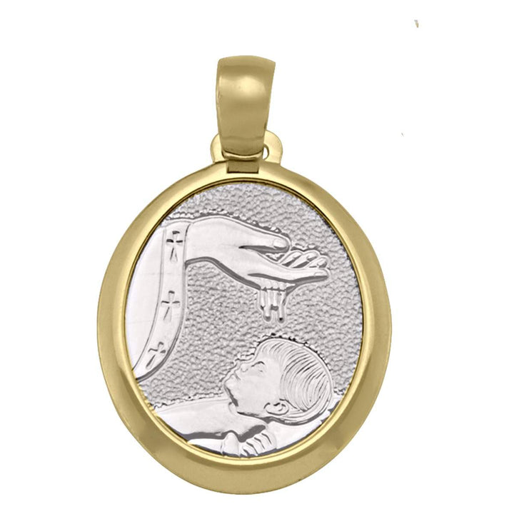Two-Tone Gold Baptism Medal — front view
