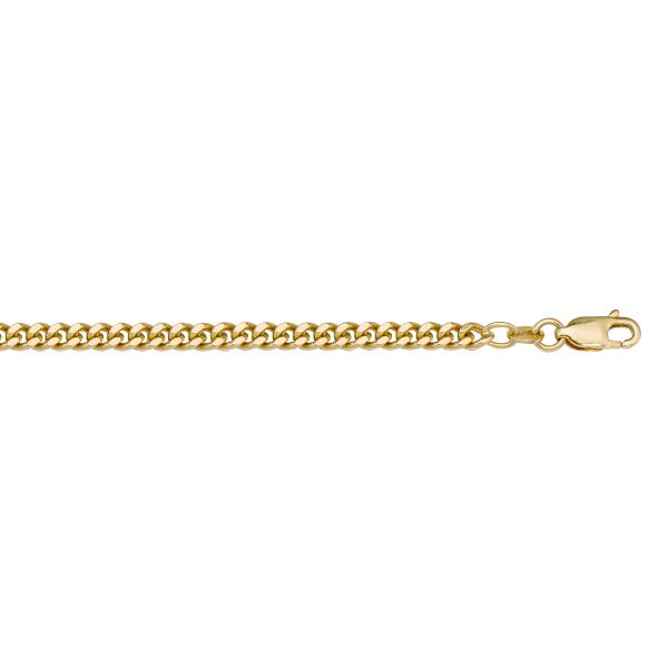 Yellow Gold Solid Curb Chain Necklace — 2.5mm