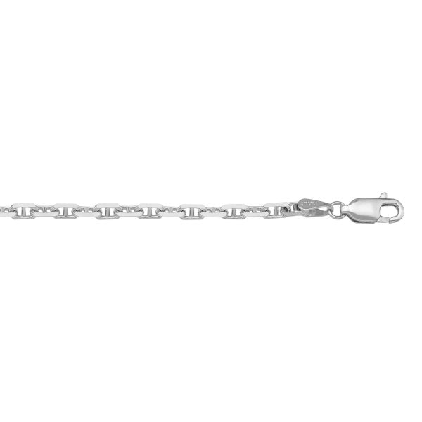 White Gold Solid Anchor Chain Necklace — 2.8mm