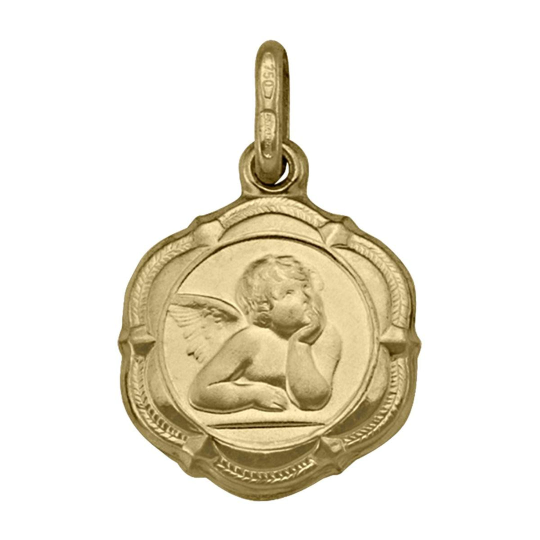 Yellow Gold Angel Medal — front view