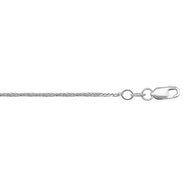 White Gold Solid Wheat Chain Necklace — 0.8mm