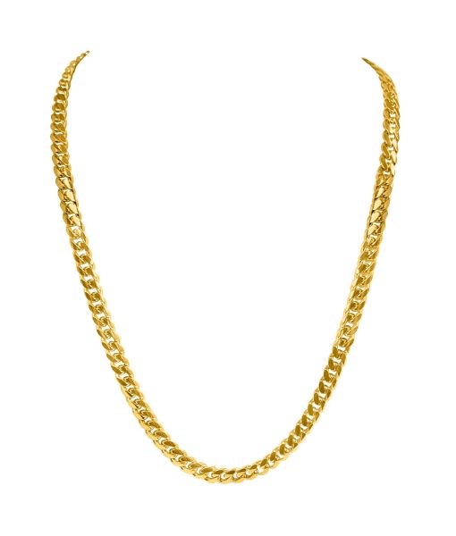 Yellow Gold Solid Domed Curb Chain Necklace — 5.1mm